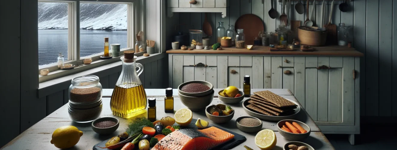 Norwegian cook prepares omega 3 rich salmon with seeds nuts oil and herring