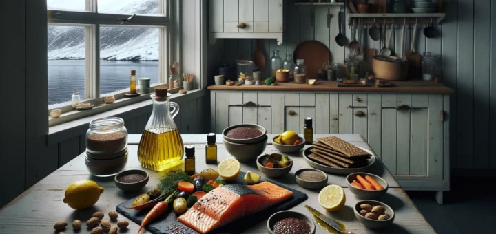 Norwegian cook prepares omega 3 rich salmon with seeds nuts oil and herring